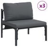 vidaXL Ensemble de canap&eacute; de jardin avec coussin 7 pcs Noir Acier