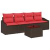 vidaXL Ensemble de Canap&eacute;s 5 pc 3-Nombre de places Marron et rouge