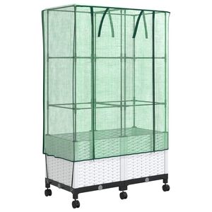 vidaXL Jardini&egrave;re de jardin avec couverture de serre et roues 2 pc PP