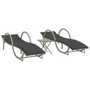 vidaXL Chaises longues lot de 2 avec table gris clair r&eacute;sine tress&eacute;e