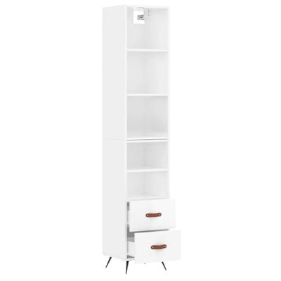 vidaXL Buffet haut Blanc brillant 34,5x34x180 cm Bois d'ingénierie