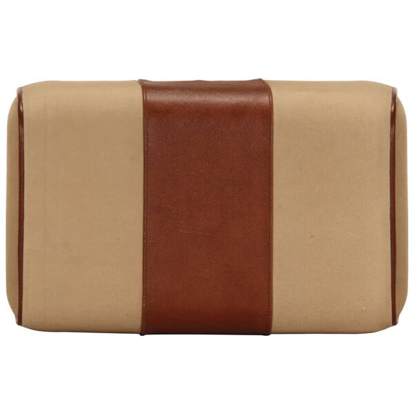 vidaXL Banc saut de cheval 38 cm marron cuir véritable et manguier