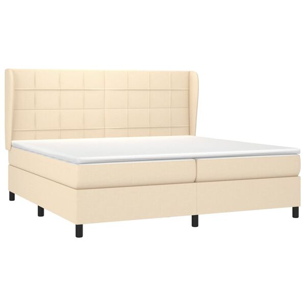 vidaXL Sommier &agrave; lattes de lit avec matelas Cr&egrave;me 200x200 cm Tissu