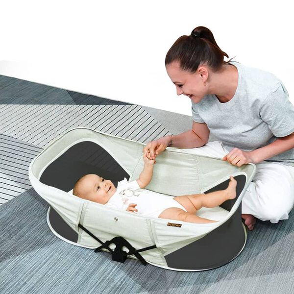 DERYAN Lit b&eacute;b&eacute; de voyage escamotable avec moustiquaire Cr&egrave;me