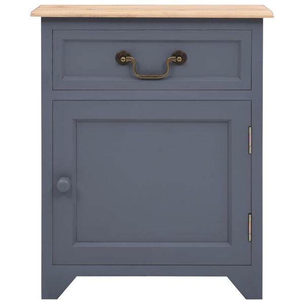 vidaXL Table de chevet Gris et marron 40x30x50 cm Bois de paulownia