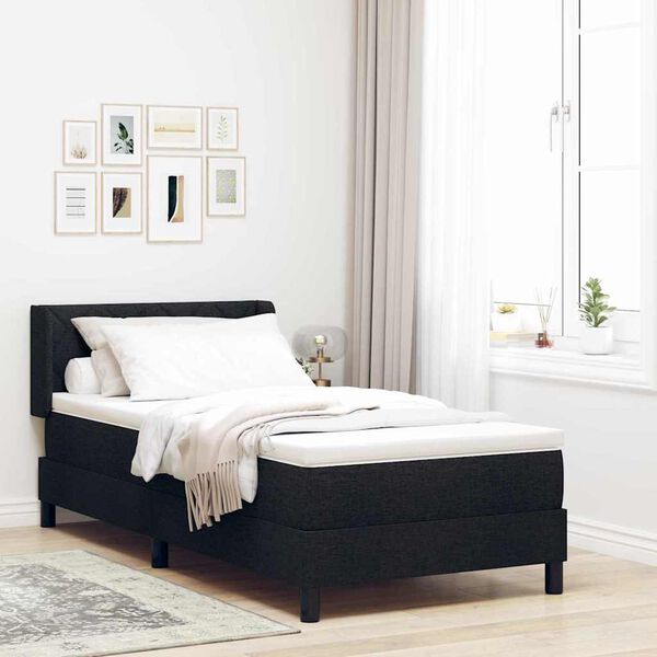 vidaXL Lit &agrave; ressorts avec matelas Noir 190 x 90 cm Polyester