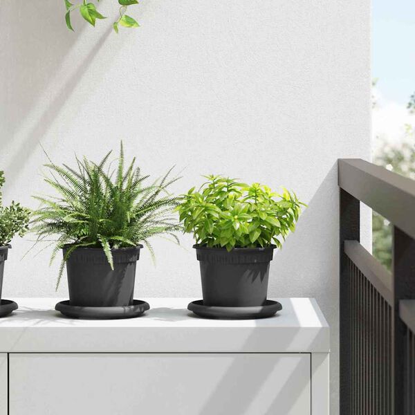 vidaXL Pot &agrave; fleurs rond 6 pcs Noir &Oslash; 12,5 x 10 cm Plastique