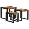 vidaXL Table Gigogne 3 pcs Bois d'acacia massif et m&eacute;tal