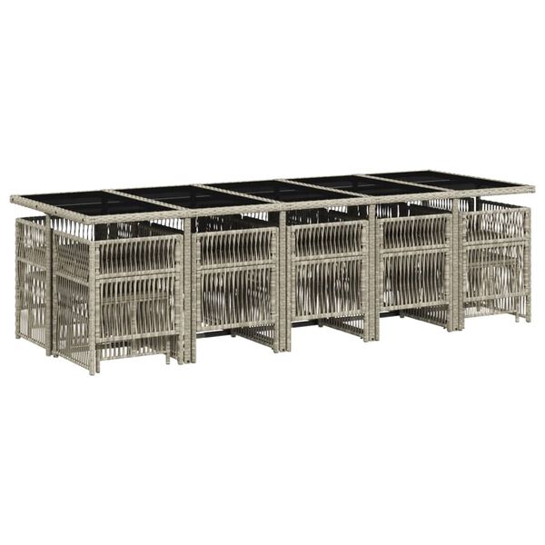 vidaXL Ensemble &agrave; manger de jardin et coussins 15 pcs gris clair rotin