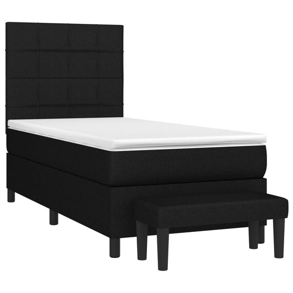 vidaXL Sommier &agrave; lattes de lit avec matelas Noir 100x200 cm Tissu
