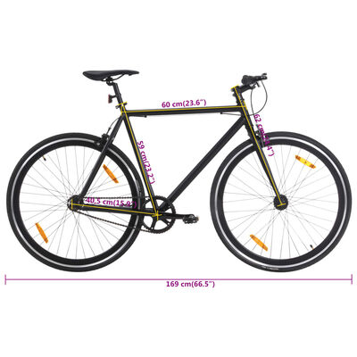 vidaXL Vélo à pignon fixe noir 700c 59 cm