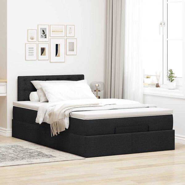 vidaXL Lit ottoman avec matelas et LED noir 120x190 cm tissu
