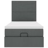 vidaXL Lit ottoman avec matelas et LED gris fonc&eacute; 90x200 cm tissu
