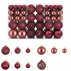 vidaXL Boules de No&euml;l 100 pcs rouge bordeaux 3 / 4 / 6 cm