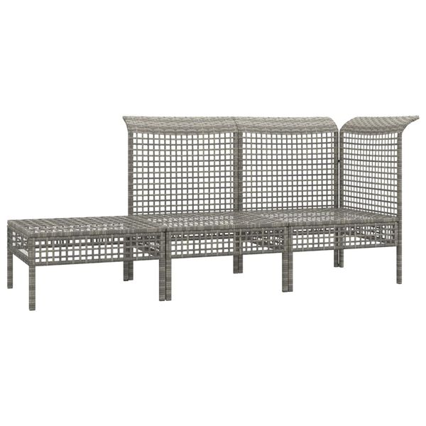 vidaXL Salon de jardin 3 pcs avec coussins Gris Résine tressée
