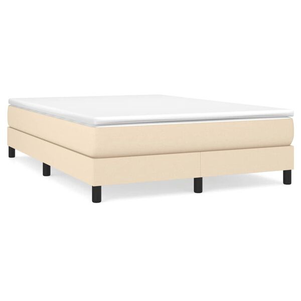 vidaXL Sommier &agrave; lattes de lit avec matelas Cr&egrave;me 140x190 cm Tissu