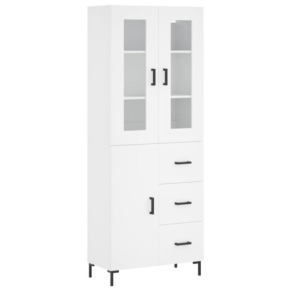 vidaXL Buffet haut Blanc 69,5x34x180 cm Bois d'ing&eacute;nierie