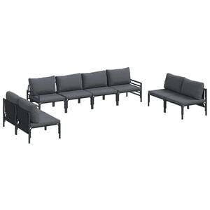 vidaXL Ensemble de canap&eacute; de jardin 8 pc Noir Acier