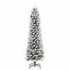 vidaXL Sapin de No&euml;l artificiel Blanc 210 cm PVC, m&eacute;tal et plastique