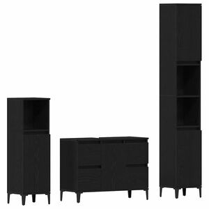 vidaXL Ensemble de mobilier de salle de bain 3 pc Ch&ecirc;ne noir