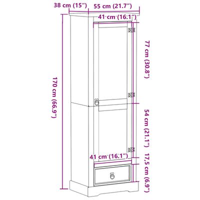 vidaXL Garde-robe Corona 55x38x170 cm bois de pin massif