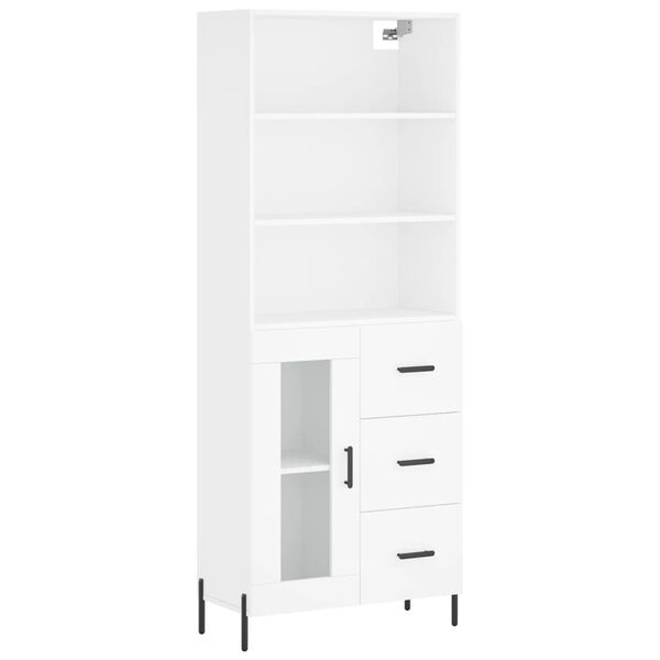 vidaXL Buffet haut Blanc 69,5x34x180 cm Bois d'ing&eacute;nierie