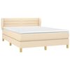 vidaXL Sommier &agrave; lattes de lit avec matelas Cr&egrave;me 140x200 cm Tissu