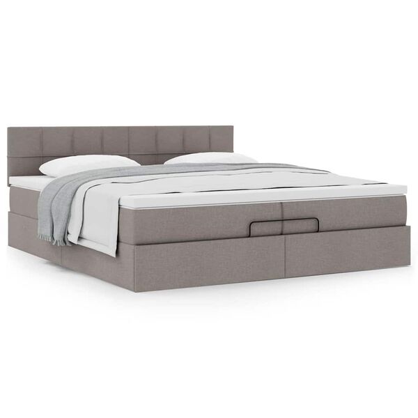 VidaXL Cadre de lit ottoman avec matelas taupe 200x200 cm tissu