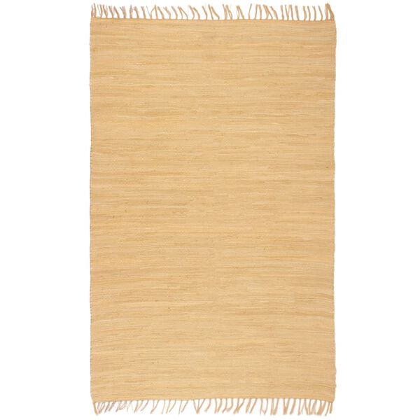 vidaXL Tapis Chindi Coton tiss&eacute; &agrave; la main 200x290 cm Beige