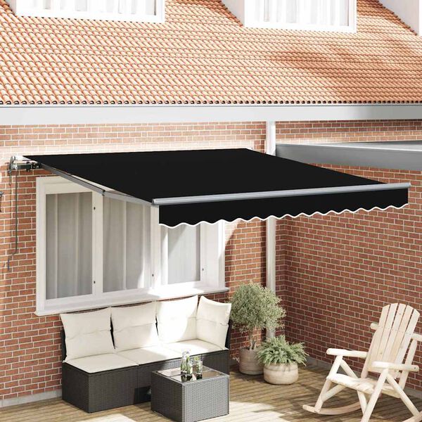 vidaXL Auvent R&eacute;tractable Noir 350 x 250 cm Tissu et Aluminium
