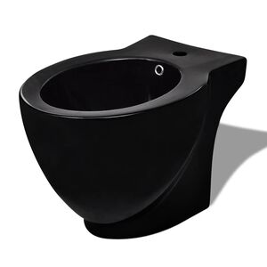 vidaXL Bidet rond &agrave; poser en c&eacute;ramique sanitaire noir