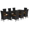 vidaXL Ensemble &agrave; manger de jardin 9pcs coussins noir r&eacute;sine tress&eacute;e