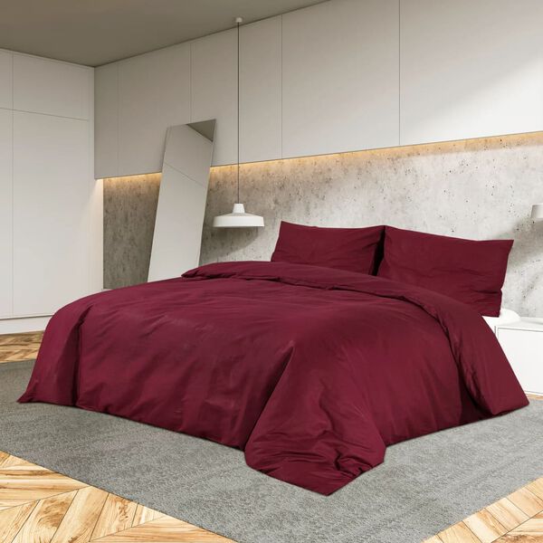vidaXL Ensemble de housse de couette Bordeaux 135x200 cm Microfibre