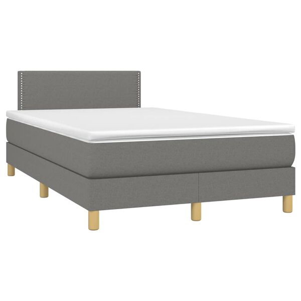 vidaXL Sommier &agrave; lattes de lit avec matelas gris fonc&eacute; 120x190cm tissu