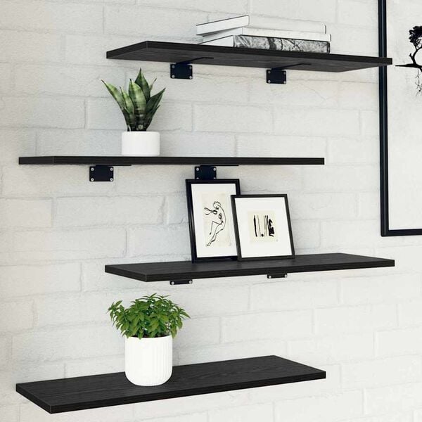 vidaXL &Eacute;tag&egrave;re &agrave; livres 4 pcs Noir 60 x 20 x 1,5 cm Bois d'ing&eacute;nierie