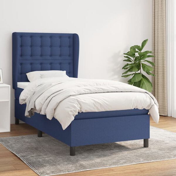 vidaXL Sommier &agrave; lattes de lit avec matelas Bleu 80x200 cm Tissu