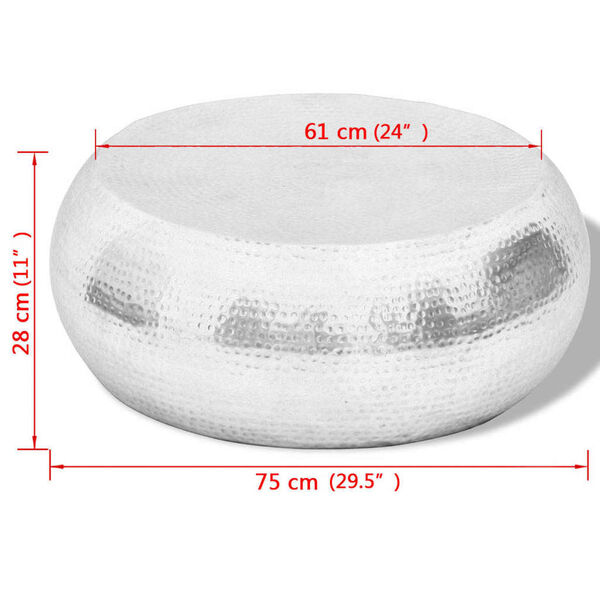 vidaXL Table basse martelée en aluminium Argenté