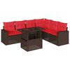 vidaXL Ensemble de canap&eacute; de jardin 7 pcs avec coussins marron