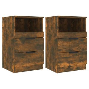 vidaXL Tables de chevet 2 pcs Ch&ecirc;ne fum&eacute; Bois d'ing&eacute;nierie