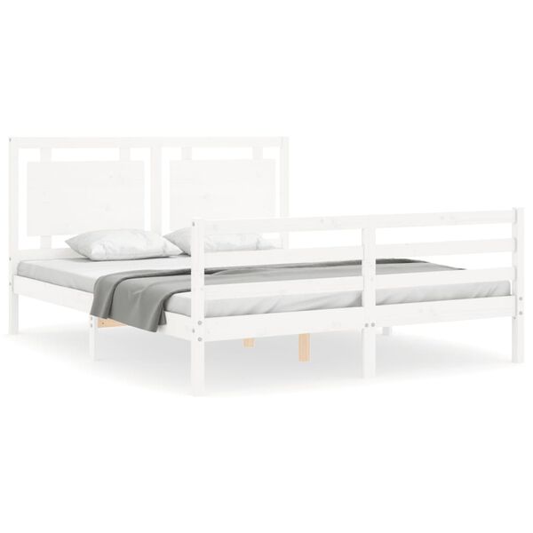 vidaXL Cadre de lit sans matelas blanc 160x200 cm bois massif