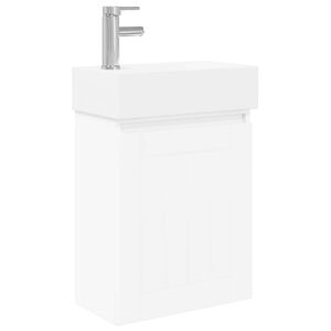 vidaXL Meuble de salle de bain avec robinet Blanc 45,5 x 25,5 x 84 cm