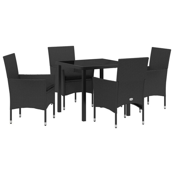 vidaXL Ensemble de salle &agrave; manger pour jardin 5 pcs Noir polyrotin