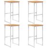 vidaXL Chaises de bar lot de 4 bois de teck solide et acier inoxydable