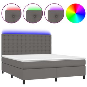 vidaXL Sommier &agrave; lattes de lit avec matelas et LED Gris 160x200 cm