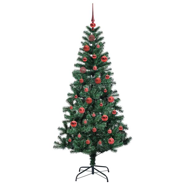 vidaXL Sapin de No&euml;l artificiel pr&eacute;-&eacute;clair&eacute; Vert 150 cm PVC et m&eacute;tal