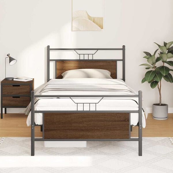 vidaXL Cadre de lit sans matelas ch&ecirc;ne marron 100x190 cm