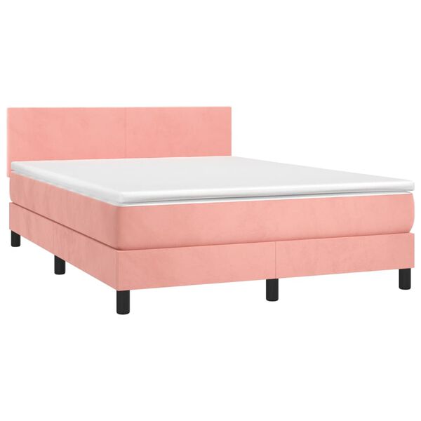 vidaXL Sommier &agrave; lattes de lit avec matelas LED Rose 140x200cm Velours