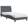vidaXL Lit avec matelas gris fonc&eacute; 90x190 cm velours