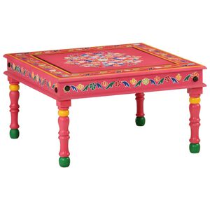 vidaXL Table basse rose bois de manguier massif peint &agrave; la main