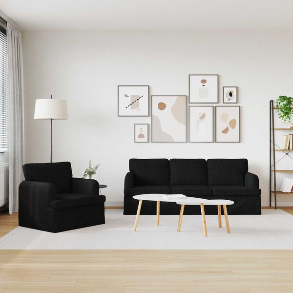 vidaXL Canap&eacute; 180cm 2 pcs Noir M&eacute;tал